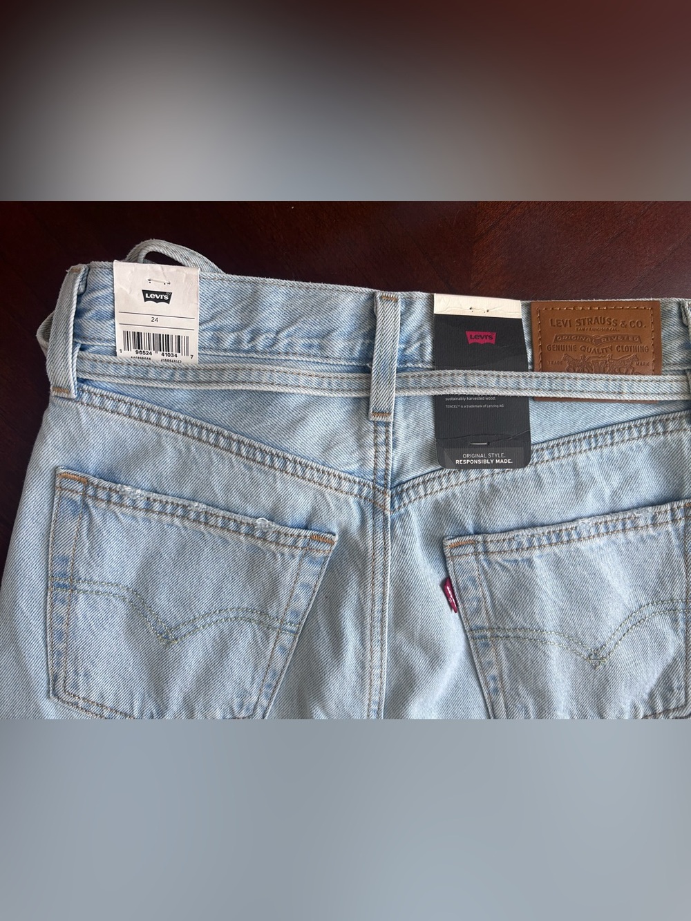 New Levi's Light Blue Denim Maxi Skirt size 24 - Picture 8 of 10